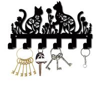 CREATCABIN Llavero de Metal con Forma de Gato, Ganchos Decorativos para Colgar En la Pared, Organizador de Llaves, Perchero para Ropa, Bolsos, con 6 gancho, Hierro de Almacenamiento, Decoración de Par
