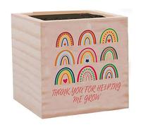 CREATCABIN Macetas Pequeñas de Arco Iris, Macetas de Madera, Macetero Rústico, Macetero Cuadrado de Madera, Macetas de Cactus Suculentas, Macetero,Ventana, Escritorio, Decorativo para Regalo 7.5x7.5cm