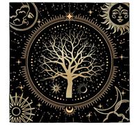 CREATCABIN Mantel de Altar con Diseño Del Árbol de la Vida Cartas Del Tarot Tapete de Brujería Tapiz Mantel Ritual Espiritual Paño Cuadrado de Terciopelo para Arte de Pared Tela de Adivinación 50x50cm