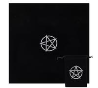 CREATCABIN Mantel de Tarot Bolsas para Cartas de Tarot Mantel Cuadrado de Altar Pentagrama Negro Estrella Terciopelo Kit de Embalaje Bolsa para Joyas Bolsa de Almacenamiento de Tarot con 13.5x18cm