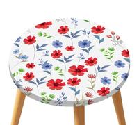 CREATCABIN Mantel Elástico con Diseño de Flores, Redondo, Impermeable, Lavable, Antiarañazos, Ajustable, 36" - 44" unidad, Reutilizable, A Prueba de Derrames, para Acampar, Cenar En Interiores Y Exter