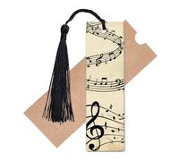 CREATCABIN Marcador de Notas Musicales Vintage, Acrílico, Rectangular, con Temática de Clave Musical, con Borla para Graduación, Profesores, Estudiantes, Suministros de 11.8 x 3.5 x 0.25cm