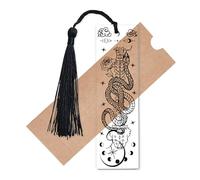 CREATCABIN Marcapáginas de Serpiente con Diseño de Calavera, Acrílico Transparente, Rectangular, para Halloween, Decoración de Monty Python, Eclipse, con Borla, para Lectura, Profesores Y Estudiantes,