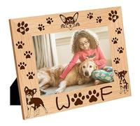 CREATCABIN Marco de Fotos de Madera para Perros, Marcos de Fotos de Madera con Pata decota, Pantalla Grabada, Marco de Postal de Mesa de Madera para Colgar En la Pared, Galería, Cumpleaños 21.8x16.8cm