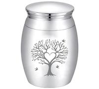 CREATCABIN Mini Urna Cremación del Árbol la Vida,Urnas Recuerdo Pequeñas,Soporte para Cenizas,Aleación Pájaro del Amor,Kit Urna Funeraria para Compartir,Contenedor En Miniatura,Urna 4x3cm,Plateado