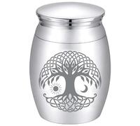 CREATCABIN Mini Urnas Árbol Vida para Cenizas Humanas,Urna Recuerdo Cremación Pequeña,Urna Funeraria Compartir Aleación,Tarro Entierro En Miniatura,Soporte Cenizas,Urnas Decorativas 4x3cm Plateado