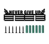 CREATCABIN Never Give Up Imagen Hoja Negro Medalla Titular Medallas Soporte de Exhibición Montaje En Pared Decoración de Suspensión Colgante de Acero Inoxidable Gimnasia Más de 60 medallas