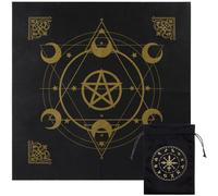 CREATCABIN Paño de tarot hexagrama, toalla altartarto, luna, cubierta de tarot, pentagrama, tapiz espiritual, astrología sagrada, con bolsillo para cartas del tarot, para adivinación, brujería, regalo
