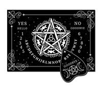 CREATCABIN Pentagram Péndulo Tablero de Madera Parlante Ouija Boards con Planchette Black Dowsing Divination Wood Spirit Board Kit Moon Triple Hunt Mensaje Metafísico para Wicca Pagan