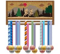 CREATCABIN Percha para Medallas de Corredor,Soporte para Medallas de Corredor,Soporte para Colgar Medallas de Madera,Patrón 3D,Decoración para Montar En la Pared,Capacidad para 30 o Más Medallas
