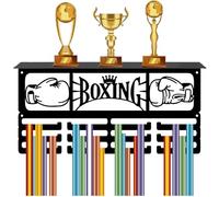 CREATCABIN Perchero para Colgar Medallas de Boxeo, Trofeos Y Medallas, con 12 gancho, Soporte de Metal para Colgar En la Pared, Organizador de Premios Deportivos con Estante para s de Atletas de 60 pu