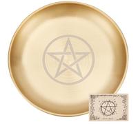 CREATCABIN Plato Altar Pentagrama Plato Tarot Forma Estrella Portavelas Quemar Rituales Cuencos Ofrecer Incienso Cuenco Plano Tarjeta Altar Suministros Tarot Brujería 14.1x14.1cm