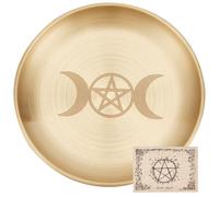 CREATCABIN plato Altar Pentagrama Tarot Luna Candelabro Ritual Cuencos Que Ofrecen Incienso Bandeja Aromaterapia Ceremonia Tarjeta Decoración Hogar Brujería Wiccan 14.1x14.1cm