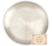 CREATCABIN Plato Ritual de Altar de Estrellas, Cuenco Plano de Acero Inoxidable, Bandeja Redonda, Cuenco para Ofrendas de Oración, Portavelas para Quemar Incienso, Meditación, Tarot, Joyería, Radieste