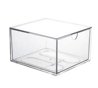 CREATCABIN Porta Toallas Desechables Caja de Almacenamiento de Toallitas Faciales Acrílico Transparente Apilable Organizador de Toallas para Maquillaje Y Piel Limpia Contenedor Cajón 16.5x15.4x9.8cm