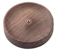 CREATCABIN Quemador de Incienso de Madera Bandeja para Varillas de Incienso Color Marrón Coco Plano Redondo de Nogal Negro Natural Difusor Cuenco Quemador de Cenizas Soporte para Platos 9.1 x 2.05cm