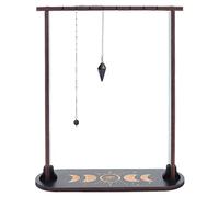 CREATCABIN - Soporte de Exhibición de Péndulo de Fase Lunar, Estante de Exhibición de Cristal de Madera con Cristal de Obsidiana, Adivinación Negra, Cosas de Bruja para Piedras, Rocas de Cristal, Deco