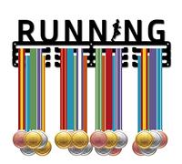 CREATCABIN Soporte Medallas Atleta Correr,Colgador Medallas Metal,Soporte Exhibición,Marco Exhibición,Estante Montaje En Pared,Decoración para Corredores Domésticos,3peldaño,Medallista,Fútbol,Gimnasia