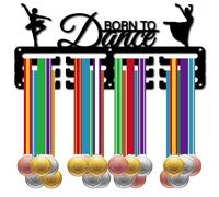 CREATCABIN Soporte Medallas Baile,Colgadores Medallas,Estante Medallas,Exhibición Deportes,Premios Colgantes Metal,Premios Hierro Montaje Pequeño para Mujeres,Insignia Negro,29x13cm,Nacido para Bailar