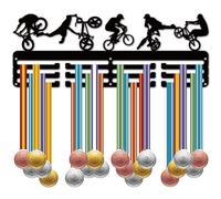 CREATCABIN Soporte Medallas Ciclismo,Colgador,Marco Deportivo,Soporte Pared Hierro,Decoración,Colgador Medallas Metal,Organizador para Colgar Más 60 medalla,Carreras,BMX,Competición Equitación,40x15cm