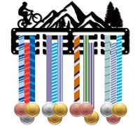 CREATCABIN Soporte Medallas Ciclismo,Colgadores Medallas,Estante Exhibición Deportes,Premios Colgantes Metal,Premios Decoración Montaje Pequeño Hierro para Hombres Mujeres,Bicicleta,Negro,29x13cm