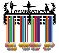 CREATCABIN Soporte Medallas Gimnasia,Colgadores Medallas,Estante Exhibición,Premios Colgantes Metal Deportes,Premios Decoración Montaje Pequeño Hierro para,Regalo Medallista Carrera,Negro,29x13cm