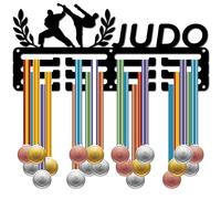 CREATCABIN Soporte Medallas Judo Colgador Medallas Estante Exhibición Premio Colgante Decoración Habitación Montada Pared Diseño 3 línea Capacidad Más 60 medallas Deportes Amantes Golf 29x13 cm