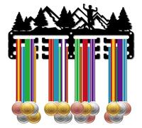 CREATCABIN Soporte Medallas Trail Running,Colgadores Medallas,Estante Medallas,Exhibición Maratón,Deportes,Premios Colgantes Metal,Premios Montaje Pequeño Hierro para,Carrera,Fútbol,Negro,29x12.7cm