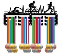 CREATCABIN Soporte Medallas Triatlón,Exhibición Natación,Bicicleta,Carrera,Perchas Medallas,Estante Deportes,Premios Colgantes Metal,Premios Hierro,Decoración Pequeña,para,Correr,Pared,Negro,29x13cm