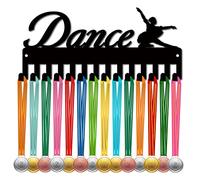 CREATCABIN - Soporte para Medallas de Baile, Colgador de Medallas, Deportes, Metal, Premios, Hierro, Montaje Pequeño, Decoración con 14 Ganchos para Pared, Hogar, Insignia, Gimnasia, Natación, Negro