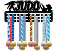 CREATCABIN Soporte para Medallas de Judo Colgador de Medallas Deportivas Pequeño Soporte de Hierro Antideslizante para Cintas de Premios Marco Montado En la Pared para Colgar Más de Una Cinta 29x13cm