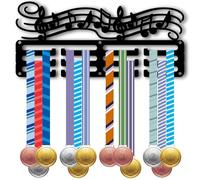 CREATCABIN Soporte para Medallas de Música, Estante Colgante para Premios, Pequeño Organizador de Cintas de Metal Negro para s Deportivas con 12 gancho, Colgador de Medallas, Estante de Pared para Col