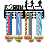 CREATCABIN Soporte para Medallas de,Soporte para Medallas Deportivas,Soporte para Pared,Marco de Hierro,Decoración con Ganchos de 3 línea,Colgador de Almacenamiento de Premios para Atletas