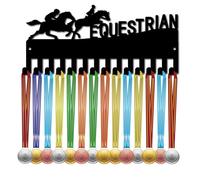 CREATCABIN Soporte para Medallas Ecuestres, Exhibición de Medallas de Caballos de Equitación con 14 gancho, Premios Deportivos, Decoración de Pared de Metal Pequeña para Colgar 20 o Más Medallas, Orga