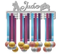CREATCABIN Soporte para Medallas Judo Medal Hanger Sport DisplayHanger Rack Premios Cordón de Metal Robusto Montado Pared Nadador Corredor Atletas Jugadores Gimnasia Niñas Regalo Más de 60 medallas