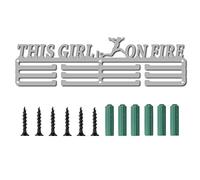 CREATCABIN Soporte para Medallas Running This Girl Is On Fire Sport Display Hanger Rack Premios Soporte de Cordón de Metal Robusto Montado En la Pared Atletas Jugadores Gimnasia Más de 60 medallas