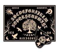 CREATCABIN Tablero de Péndulo Del Árbol de la Vida, Tableros de Adivinación de Madera Negra, Pájaro, Luna, Estrella, Radiestesia, Mensaje Metafísico, Caza de Fantas, Kit de Conversación Espiritual con