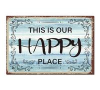 CREATCABIN This Is Our Happy Place Sign Decor Vintage Retro Tin Sign Metal Wall Art Placa de Hierro Pintura Cartel Mural Casa de Campo Decoración para Cocina, Sala de Estar Hogar 20x30cm