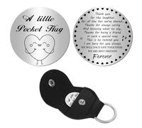 CREATCABIN Un Pequeño Bolsillo para Abrazo,Regalos Inspiradores,Recuerdo Relación Larga Distancia,Moneda Acero Inoxidable Doble Cara con Llaveros Cuero para Mujeres,Hombres,Día San Valentín,3x3cm