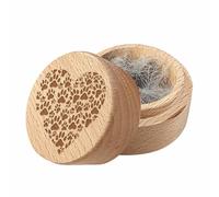 CREATCABIN Urna Redonda de Madera para Mascotas para Cenizas de Perros Y Gatos para el Pelo de Mascotas con Forma de Corazón de Acacia Decorativa para Cremación de Mascotas Regalo Conmemorativo 5x4cm