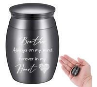 CREATCABIN Urnas Cremación Pequeñas Urna Cenizas Hermano Cremains Acero Inoxidable Mini Urnas Recuerdo Funerario Compartir Entierro la Familia Hermano Humano 3x4cm-Always On My Mind Forever