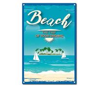 CREATCABIN Vintage Metal Cartel de Chapa Playa el Viaje de Tus Sueños Carteles Retro Divertidos para Cafés Bares Pubs Tienda Decoración de Pared, 8 x 12 Pulgada
