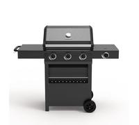CREATE/BBQ GAS BURNER PRO/Barbacoa de gas con 3 quemadores y 1 lateral/Fácil encendido, gran superficie de cocinado, parrilla lateral, mesa auxiliar plegable, rejilla de calentamiento, 17kW