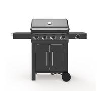 CREATE/BBQ GAS BURNER PRO/Barbacoa de gas con 4 quemadores y 1 lateral/Fácil encendido, gran superficie de cocinado, parrilla lateral, mesa auxiliar plegable, rejilla de calentamiento, 17kW