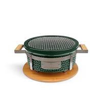 CREATE/BBQ KAMADO HIBACHI/Barbacoa ahumadora redonda verde con grill y plancha/Compacta, versatil, puede ahumar, asar y cocinar, sistema de ventilación.