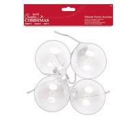 Create Christmas - Bolas de plástico transparente rellenables, 4 piezas de 8 cm, manualidades, decoración, vacaciones, colgar en el árbol, adornos de temporada
