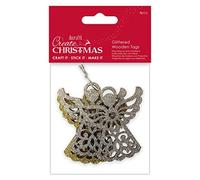 Create Christmas - Etiquetas de madera con purpurina, 4 piezas, ángel, manualidades, regalo, regalo, decoración de tarjetas, manualidades, decoración, espacios en blanco