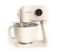 CREATE/DOWNMIX RETRO/Amasadora de rotación planetaria Blanco roto/Bowl 5L, cabezal inclinable, accesorios intercambiables, 6 velocidades, pantalla digital, 1200W