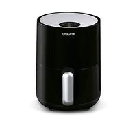 CREATE/FRYER AIR/Freidora de aire sin aceite 1,5L negra/Cesta antiadherente, selector de temperatura 80-200°, apagado automático, Libre de BPA, Programable, 900W