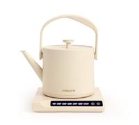 CREATE/HATTORI STUDIO/Hervidor de agua eléctrico 0.5 L blanco roto/Calienta y mantiene, sistema de seguridad, termostato, pantalla digital, indicador de temperatura, 880W